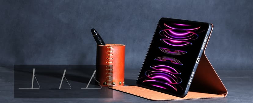 Gexmil Genuine Leather Case for iPad Pro 11 Inch (M5/M4) 2025/2024 with Pencil Holder,Protective Shockproof Leather Smart Folio Cover Adjustable Stand Auto Sleep/Wake Anti-Slip, Flower Brown