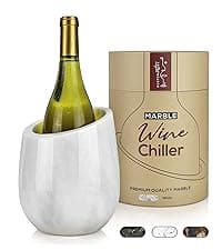 Gusto Nostro Marble Wine Chiller Bucket - 750ml Wine Bottle Cooler and Champagne Chiller for Party, Kitchen, Bar Cart Decor to Chill & Keep Bottles Cold with Unique Wine Lovers Gift Box (White)