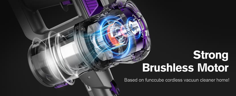 Cordless Vacuum Cleaner, Lightweight Stick Vacuum for Home, Handheld Cordless Vacuum for Hardwood Floor, Carpet & Pet Hair, Powerful Suction, Self-Standing, Purple