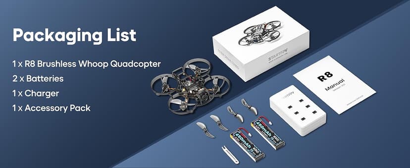 R8 ELRS Brushless Whoop Quadcopter, Ultralight 1S 80mm Micro FPV Drone BNF with 6 Port Battery Charger,2 Batteries Fly12 Mins for FPV Freestyle Racing Indoor Outdoor,FOV160°,Matrix G4 5IN1 FC,0802 20000KV Motor