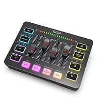 FIFINE Gaming Audio Mixer, Streaming RGB PC Mixer with XLR Microphone Interface, Individual Control, Volume Fader, Mute Button, 48V Phantom Power, for Podcast/Recording/Vocal/Game Voice-AmpliGame SC3