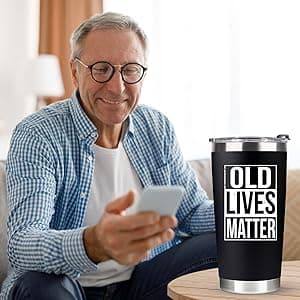 30th, 40th, 50th and 60th Birthday Gifts for Men, Dad from Son, Daughter, Wife - Gag Gifts For Men, Grandpa - Cool Old Man Gift, Old Lives Matter Tumbler 20oz - Funny Christmas Gifts