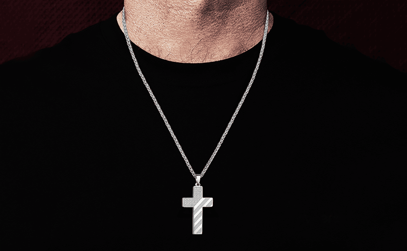 DuoDiner 18+2" Cross Necklace for Men Boys Christian Confirmation Gifts B0B96PLBQQ