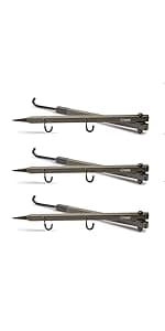 HME Durable Secure Convenient Portable Folding Tree Stand Bow Hanger w/Two Accessory Hooks - Extends to 20", Folds to 10", 3 Pack