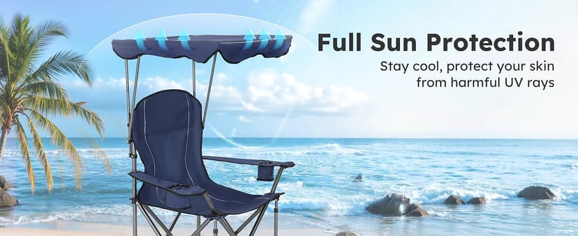 ALPHA CAMP Camping Chairs 350LBS Capacity, Heavy Duty Folding Chair with 4-Can Cooler Bag, Portable Outdoor Chair with Cup Holder for Adults, Collapsible for Tailgating, Beach, Fishing