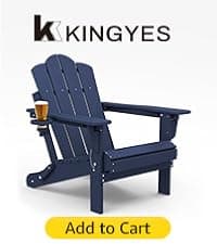 KINGYES Folding Adirondack Chair, HDPE All-Weather Patio Chairs with Cup Holder, Wooden Textured Fire Pit Chairs Recliner for Poolside, Backyard, Deck, Navy