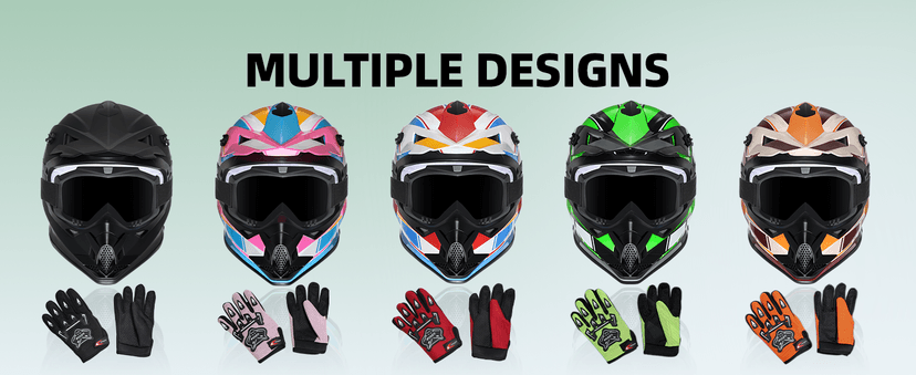 Kids Dirt Bike Helmets Youth ATV Helmet, Kids Motocross Helmet for Off Road, UTV, BMX, Street Riding Motorcycle Helmet with Goggles Gloves, DOT Approved