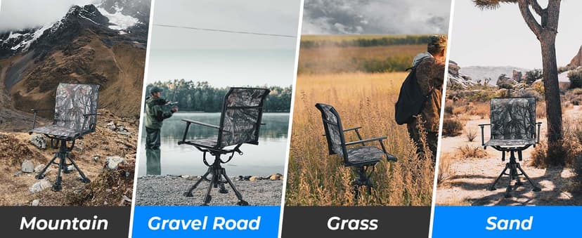 KEMIMOTO Hunting Blind Chair 360 Degree Silent Swivel, 300 Lbs Height Adjustable Quick Folding Portable Comfortable Hunting Deer Fishing Ground Chair