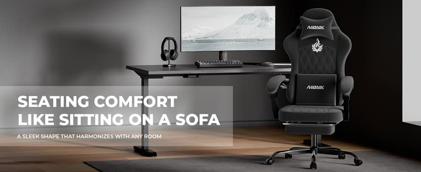 Ergonomic Gaming Chair Video Gamer Chairs Gaming Computer Chairs Gamer Chairs for Adults Massage Lumbar Support Swivel Height Adjustable Headrest Backrest Black