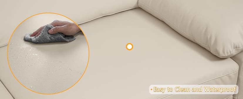 EASE MOOSE Oversized Modular Sectional Sofa,Leather Sectional Couch with Deep Seat,Extra Large U Shaped Couch,Faux Leather Material Sofa Modern Comfy Scratch Resistant,Beige