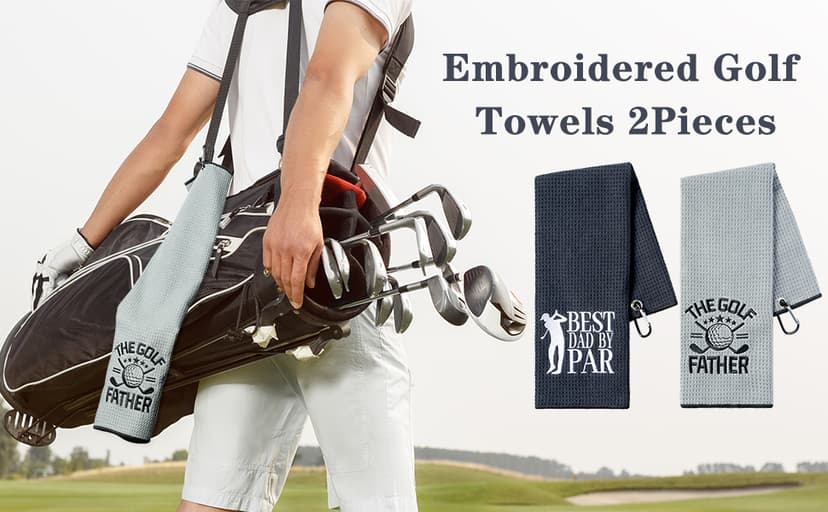R HORSE 2Pcs Funny Golf Towel Gifts, Microfiber Embroidered Golf Towels for Bags with Clip, Sport Accessories Birthday for Men Women Golfer Fan