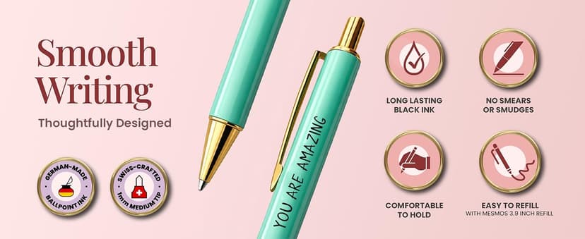 MESMOS 3pcs Fancy Pens, End of Year Teacher Gifts for Women, Difference Maker Gift, Thank You Teacher Gift Pens, Best Teacher's Gifts Supplies, Aesthetic Nice Pen Set, German-Ink 1mm Swiss-Tip B0CPNXYVL6