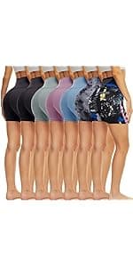 TNNZEET 7 Pack Biker Shorts for Women - 5''/8''/3'' High Waisted Workout Tummy Control Spandex Gym Shorts for Yoga Athletic