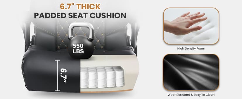 550LBS Big and Tall Office Chair for Heavy People,Ergonomic Office Chair with Padded Flip-Up Arms and Adjustable Lumbar Support,High Back Executive Leather Desk Chair with Rocking Function
