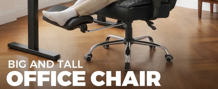 COMHOMA Big and Tall Office Chair with Upgrade Footrest, Heavy Duty Gaming Chair High Back Executive Chair with Spring Lumbar Support for Lower Back Pain Relief, 150°Reclining Adjustable Armrests