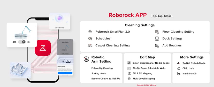 roborock Saros Z70 Robot Vacuum and Mop, OmniGrip Arm, AI-Powered, 22,000Pa Suction, 3.14’’ Ultra Slim, FlexiArm Riser Technology, AdaptiLift Chassis, Obstacle Avoidance, Auto Mop Washing & Drying