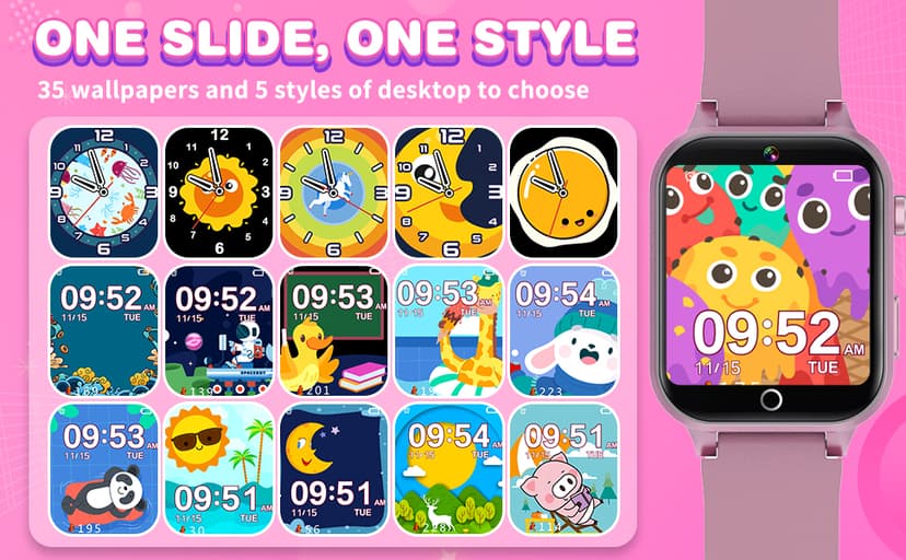 Kids Smart Watch Gift for Girls Age 5-12, 26 Games HD Touch Screen Watches with Video Camera Music Player Pedometer Flashlight 12/24 hr Educational Toys Birthday Gifts for Girls Ages 7 8 9 10