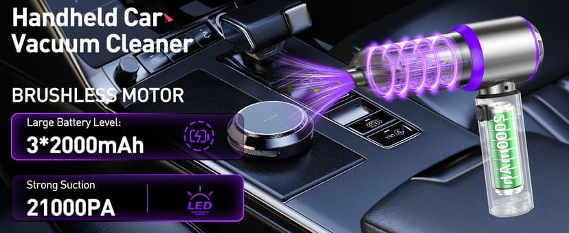 Vacuum/Air Duster 80,000RPM Super Power Mini Car Vacuum Cleaner 4-in-1 air Blower Gun Air Duster & Air Blower & Pump Hand Electric air Duster Handheld dust Blower Blower Cordless (Purple)