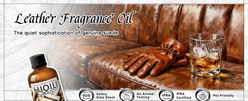 HIQILI Leather Fragrance Oil, Men's Scent, for Car Air Freshener Use, Soap, Candle, and Long-Lasting Perfume Making - 1 Fl Oz