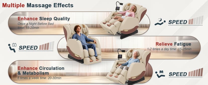 2026 Massage Chair, Massage Chairs Full Body and Recliner with 10 Fixed Points, Zero Gravity, Wood Grain Leather, Foot Massage, Airbags, Lumbar Heating, Bluetooth and Control Screen (Ivory White)