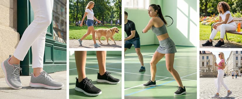 STQ Tennis Shoes Womens Sneakers Breathable Mesh Walking Shoes Arch Support Orthopedic Athletic Workout Gym Running Shoe for Travel Jogging Sports Cross Training