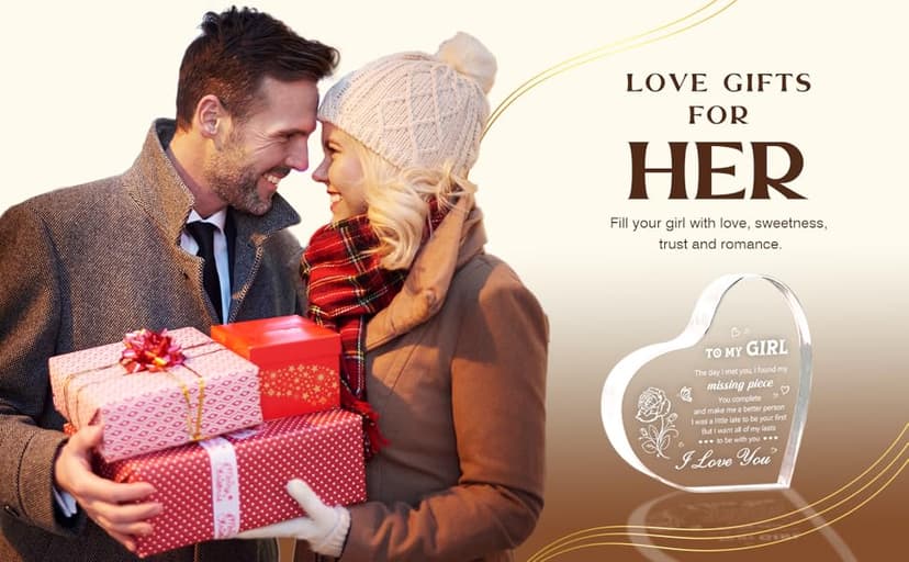 Gifts for Girlfriend, Girlfriend Birthday Gifts Ideas, To My Girl Heart Shaped Acrylic Block, I Love You Presents for Her, Valentines Day Christmas Idea for Her GF Wife
