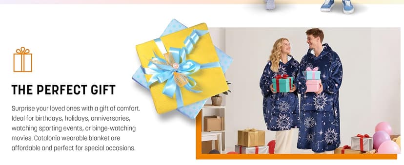 Catalonia Oversized Blanket Hoodie Sweatshirt, Wearable Sherpa Lounging Pullover for Adults Women Men