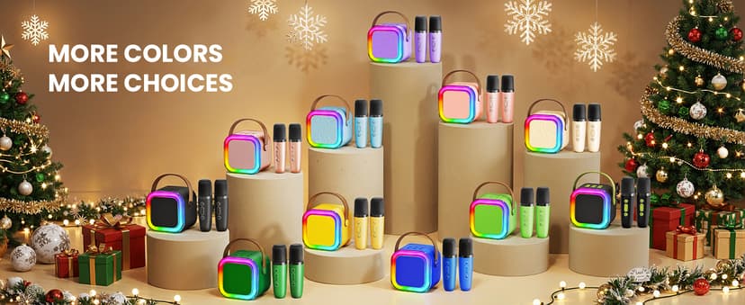 Mini Karaoke Machine for Kids, 2025 TOP Toys Christmas Birthday Gifts Ideas for Girls Ages 4, 5, 6, 7, 8, 9, 10, 12+ Years Old, Portable MP3 Player with 2 Wireless Mics for Party