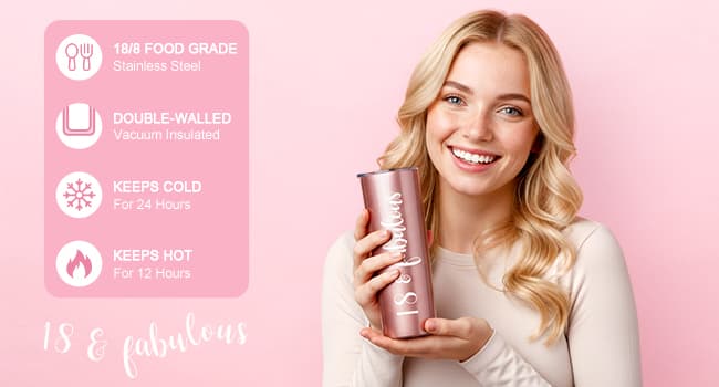 18th Birthday Gifts for Girls Trendy 18 Year Old Girl Birthday Gifts for 18 Year Old Girl Gift Ideas Unique Age 18 Gift for Female Teen Girls Her Daughter Happy 18th Decoration Presents with Tumbler
