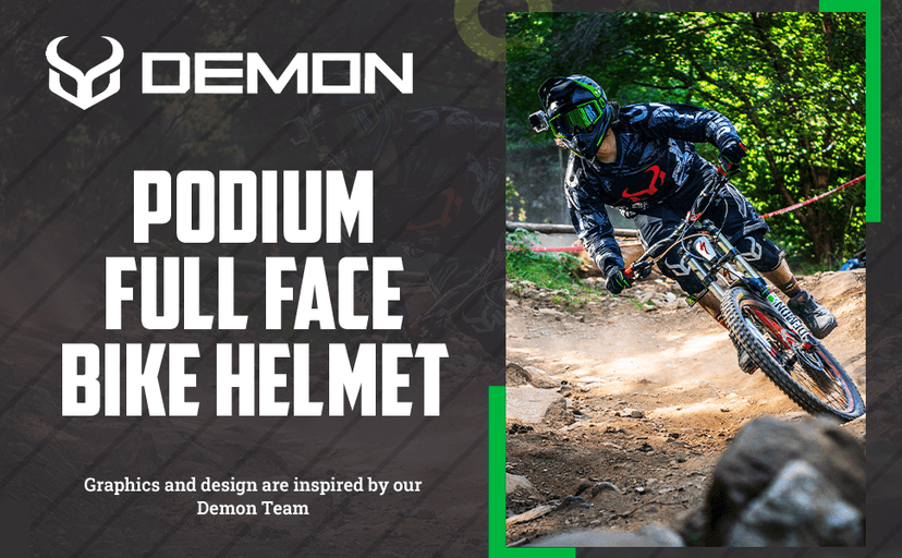 DEMON UNITED Podium Full Face Mountain Bike Helmet Black Includes MIPS Technology
