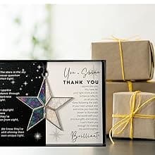 Handmade Iridescent Stained Glass Star With Heartfelt Thank You Message - Thank You Gift For Someone Special/Appreciation Gift/Gratitude Gift for Friends, Neighbors/Colleagues (Thank You)