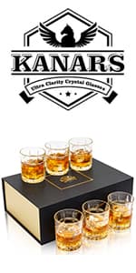 KANARS Old Fashioned Whiskey Glasses with Luxury Box - 10 Oz Rocks Barware For Scotch, Bourbon, Liquor and Cocktail Drinks - Set of 4 - Men Gift