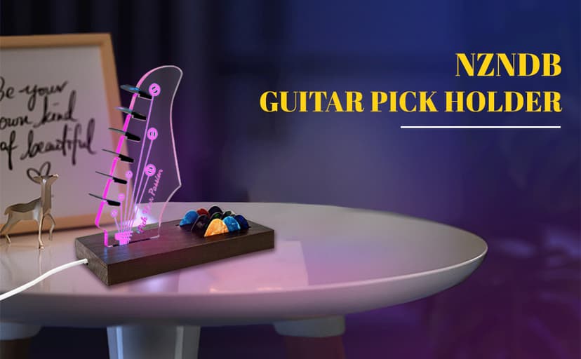 Wooden Guitar Pick Holders Music Gift for Men Guitar Music Lovers Players Guitarist, Guitar Accessories NZNDB Light Up Guitar Pick Holder for Picks Storage and Display B0DFPMTBMF