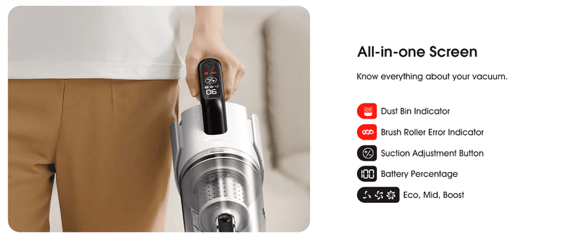 Klarpul Cordless Vacuum Cleaner, 2 Batteries 140 Mins Runtime 600W 50Kpa Stick Vacuum Cordless, Self-Standing Vacuum Cleaners for Home with 2.5H Fast Charging, for Floor/Carpet/Pet Hair, White