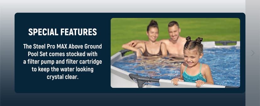 Bestway Steel Pro MAX 10' x 30" Above Ground Pool, Round Metal Frame Outdoor Swimming Pool Set with Filter Pump & Type I Cartridge, Gray