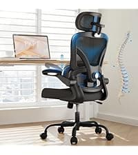 Ergonomic Office Chair, 330LBS Desk Chair with 3-Level Lumbar Support & Headrest, Breathable Mesh Backrest, Flip-Up Armrests for Home Office and Gaming, Black