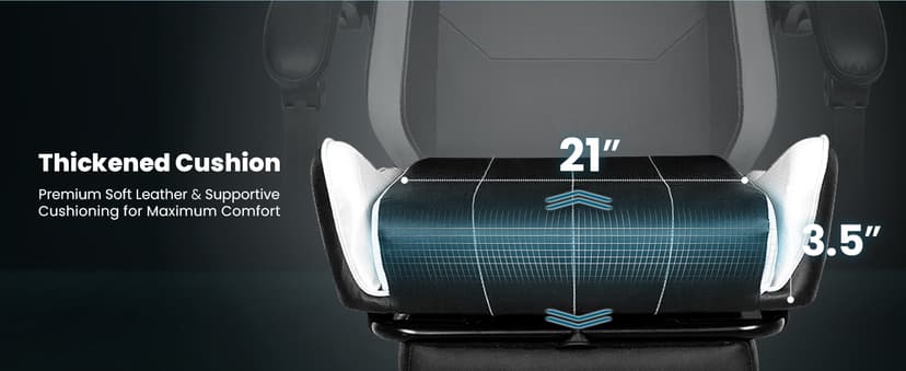 N-GEN GAMING Video Gaming Chair with Footrest Lumbar Support for Home Office High Back Recliner Height Adjustable Ergonomic Comfy Leather Computer Desk Chair (White)