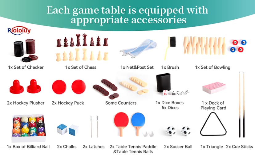 12-in-1 Game Table - 48" Combo Game Table, Ping Pong Table, Foosball Table, Air Hockey Table, Pool Table - Sports Arcade Games with Accessories - Ideal for Game Rooms and Family Game Nights!