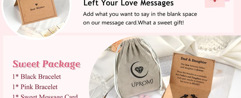 UPROMI Matching Bracelets for Couples, Dad&Daughter, Brother&Sister, Fathers Day Valentines Christmas Birthday Gifts