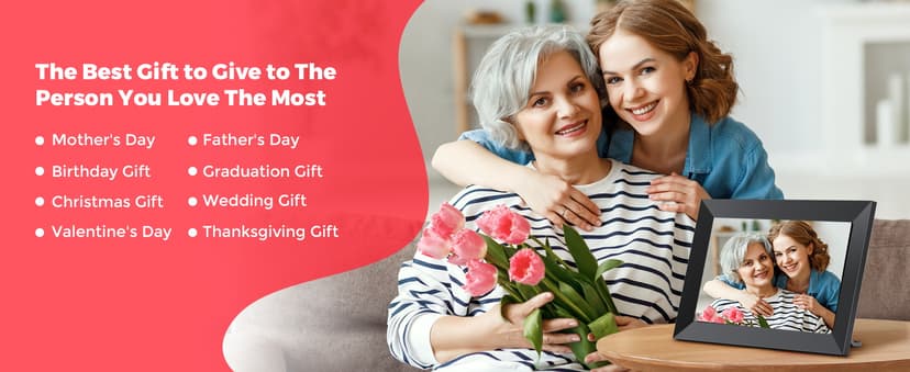 Frameo 10.1 Inch WiFi Digital Picture Frame with 1280 * 800P IPS Touch Screen HD Disply,Video Clips and Slide Show,Auto-Rotate, Wall Mountable,Send Photos Instantly from Anywhere with via Frameo APP