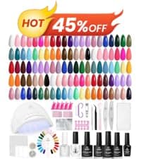 Color Enchantment with Everything Base Top Coat Beginner Starter at Home Nails Kit Manicure DIY Salon Tools Gifts for Women Beetles Gel Nail Polish Kit with U V Light - 80Pcs 55 Colors Gel Nail Kit B0CL4RWBYR