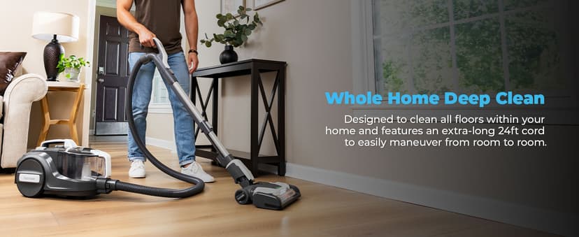 Kenmore DC5070.01 Upgrade 500 Series Bagless Canister Vacuum with Hair Eliminator Brushroll,2-Motor Cyclonic Technology, HEPA Filtration & 24' Auto Cord Rewind for Pet, Carpets, Hard Floors, Stairs
