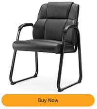 Sweetcrispy Waiting Room Guest Chair, Stationary Office Reception Chairs No Wheel, Comfy Padded Arms and Seld Base, for Conference Room Lobby Home Computer Desk Bedroom Elderly, Deep Black