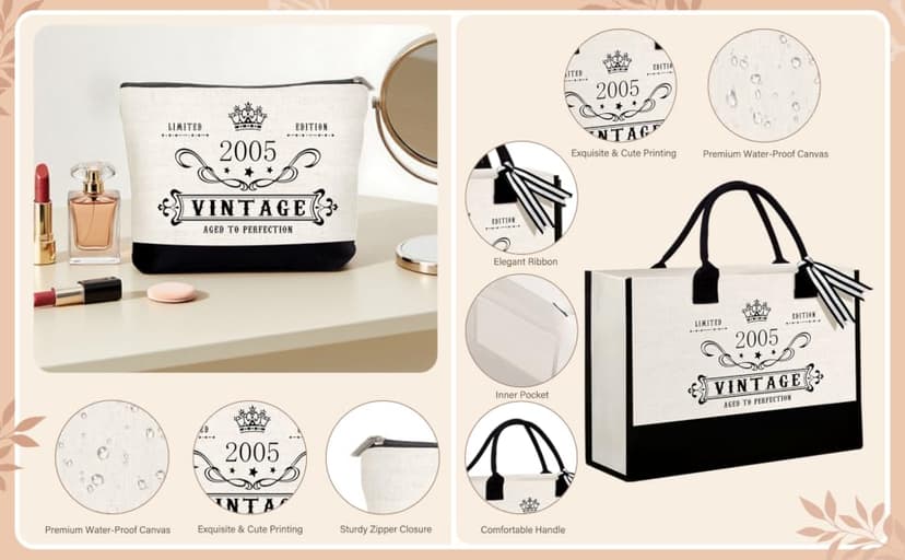 Jumway 21st Birthday Gifts for Women, Happy 21 Year Old Birthday Gifts for Women, Glass Cup & Canvas Tote 2005 Decorations & Ideas for Sister Daughter Girlfriend Her Friends B0GZ3YB5T7