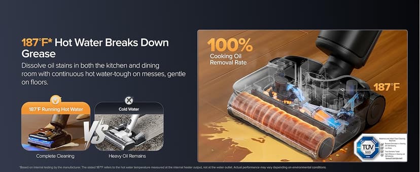 roborock F25 Ultra Steam Wet Dry Vacuum Cleaner, 356°F Steam Mop & 187°F Hot Water Cordless Vacuum Mop All in One, Floor Washer with Blue Light, 194°F Self-Cleaning, 180° Lay-Flat, AI Assitant Wheels