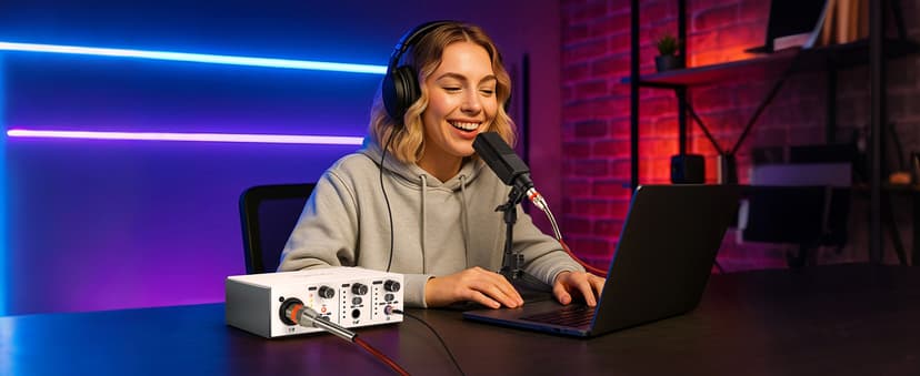 Synido USB C Audio Interface for Recording Music, Streaming, Podcasting with XLR, Line Input, 24bit/48kHz, 48V Phantom Power, 2-channel, Silver