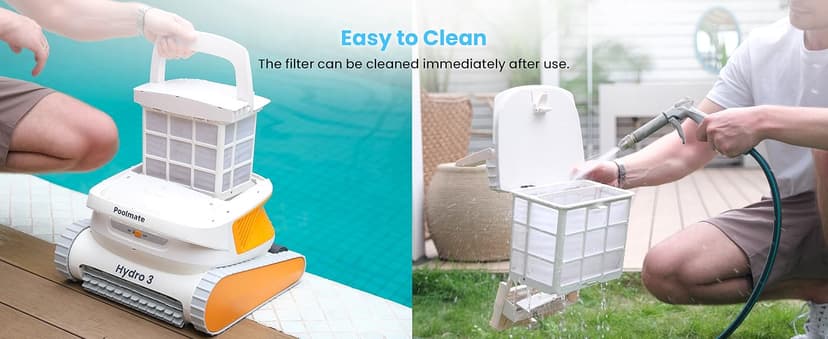 Hydro3 Robotic Pool Cleaner, 150W Cordless Pool Vacuum for Inground/upground Pool Max 861-1070 sq.ft, 200mins Runtime, 2xBrushless-Motor, 4.1L Filter Basket, Wall Climbing/Waterline Clean