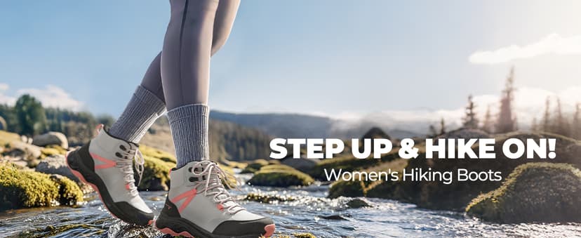 NORTIV 8 Women's Hiking Boots Waterproof Lightweight Outdoor Trekking Comfortable Non-Slip Backpacking Camping Ankle Boot Hollow