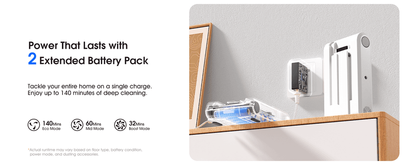 Klarpul Cordless Vacuum Cleaner, 2 Batteries 140 Mins Runtime 600W 50Kpa Stick Vacuum Cordless, Self-Standing Vacuum Cleaners for Home with 2.5H Fast Charging, for Floor/Carpet/Pet Hair, White