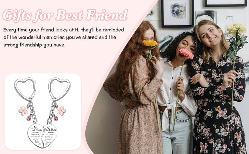 Bestie Gifts Friendship Keychain Bestie Birthday Gifts for Women Friendship Gift for Besties Bff Gift for Women Girls Friends Bff Stuff for Besties Christmas Presents for Her Matching Key Ring